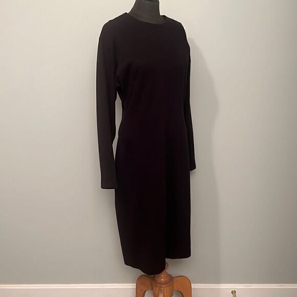 Vintage April Rain Women's Black Crew Neck Cotton Blend Sheath Dress Large - Picture 5 of 12
